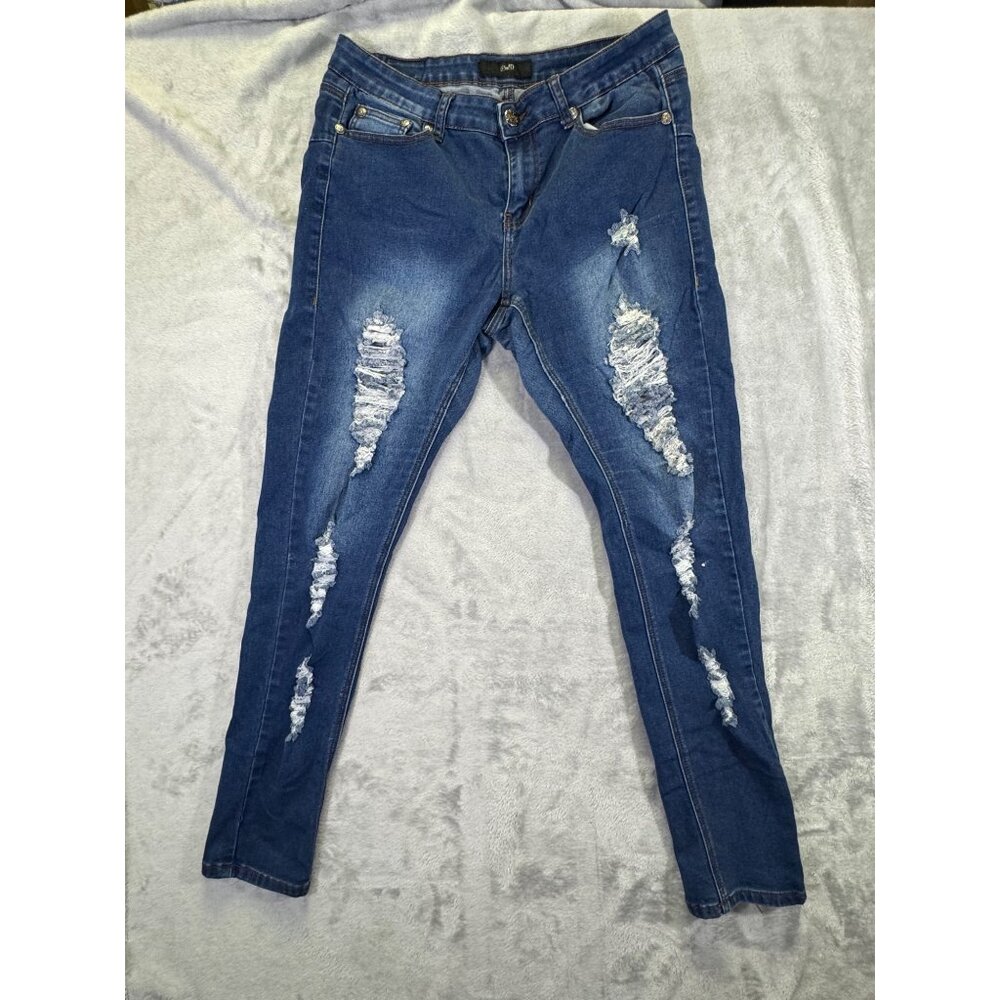 UWD women size 10 Distressed Blue Skinny Denim Jeans  Cotton Blend